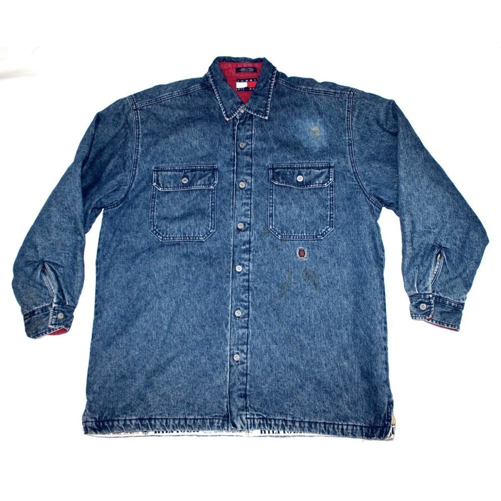 Tommy Hilfiger Navigator Men's VTG 90's Denim Parka Jacket‎ Coat Size Medium